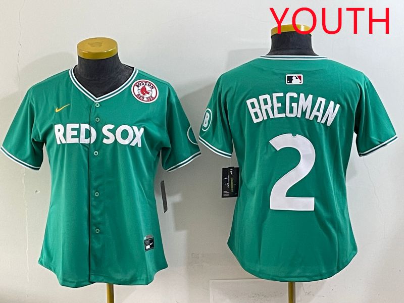 Youth 2025 Boston Red Sox #2 Bregman Dark Green Joint Name Nike MLB Jersey style 9->youth mlb jersey->Youth Jersey